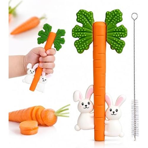 Baby Teething Toys Silicone Carrot Rabbit Hollow Teething Tubes