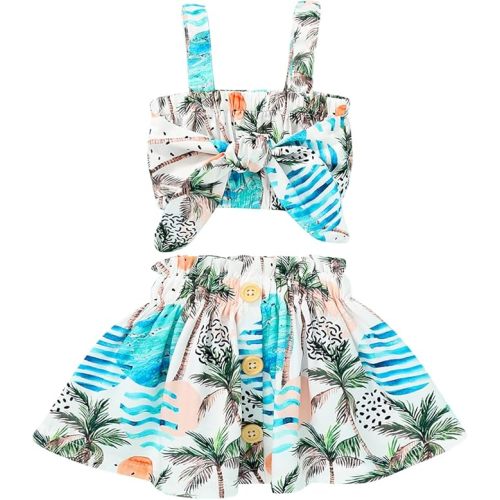 Tiny Cutey Toddler Baby Girl Clothes Ruffle Crop Top +Boho Floral Skirt Summer Dress Outfit Two Piece Set