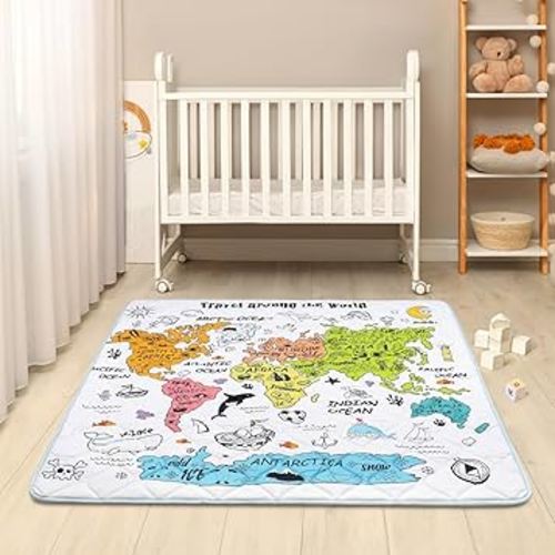 Play Mat for Floor 50 * 50 inch, Extra Thick Soft Cushioning Foam Mat for Kids & Adult, Non Slip & Washable Crawling Mat Padded Play Mat