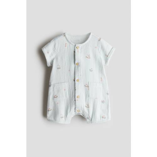 COTTON MUSLIN ROMPER SUIT - 6M