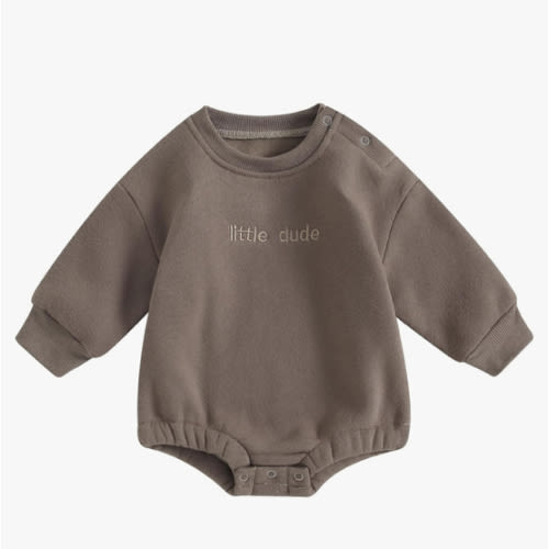 VISGOGO Newborn Infant Baby Boy Girls Oversized Romper Little Dude Sweater Onesie Coming Home Outfit Neutral Clothes