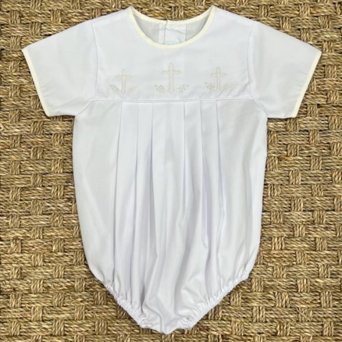 Auraluz White Bubble with Ecru Cross Embroidery