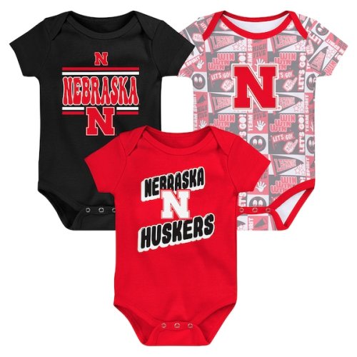 Nebraska Huskers Newborn Sunday Comics 3-Pack Bodysuit Set - Scarlet