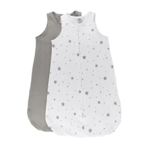 Ely's & Co. Wearable Blanket 100% Cotton Grey Stars and Solid Grey Small 3-6 Months 2 Pack