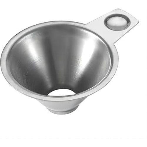 Stainless Steel Spice Funnel with Handle for Kitchen Use Filling Spice Jars, FIFO Squeeze Bottles, Spill-Free Metal Funnel for Salt Pepper Powder, Condiment, Sauce (0.92" Bottom)