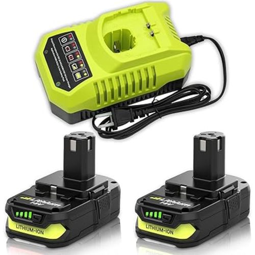 2Pack P108 P102 3.6Ah Replacement for Ryobi 18V Battery and P117 Charger Combo Compatible with Ryobi 18 Volt Battery P103 P104 P105 P107 P109 P190 P191 P122 Cordless Tool