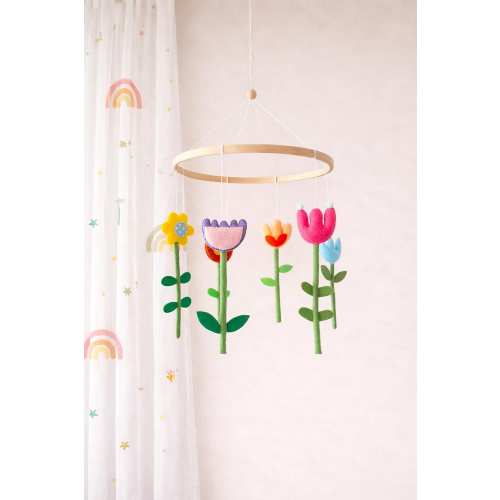 Colorful Floral Baby Mobile, Wildflower Nursery Decor, Cottagecore Crib Mobile