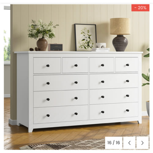 Solid Wood 10-Drawer Dresser 52" Wide - Heavy Duty Bedroom Storage, TV Stand Dresser – snhomee
