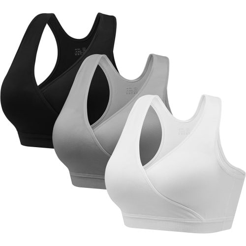 HBselect Nursing Bras for Breastfeeding, Maternity Nursing Sleep Bra Wireless Pregnancy Sleep Bralette 3/5 Pack