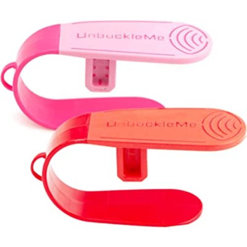 UnbuckleMe Car Seat Buckle Release Tool - As Seen on Shark Tank - Makes it Easy to Unbuckle a Child's Car Seat - Easy Tool for Parents, Grandparents & Older Children (Double Pack) (Pink & Red)