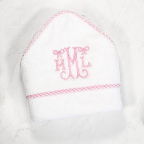 Pink Monogrammed Baby Hooded Terrycloth Towel - blue - personalized - newborn - infant - gift