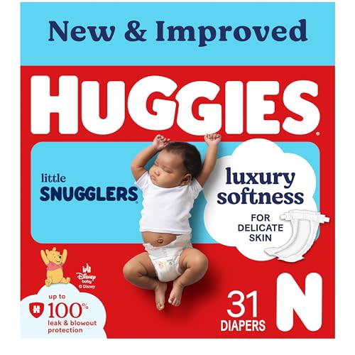 Huggies Size Newborn Diapers, Little Snugglers Baby Diapers, Size Newborn (up to 10 lbs), 31 Count, Packaging May Vary