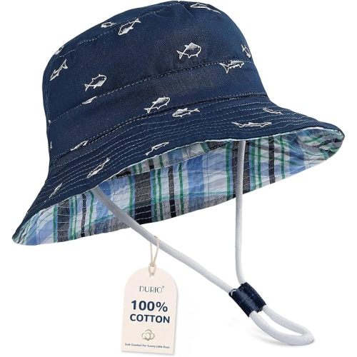 Durio UPF 50+ Baby Sun Hat Wide Brim Toddler Bucket Hats for Boys 0-8 Years