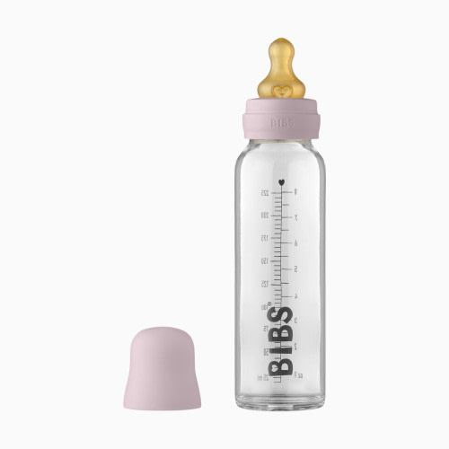 Baby Glass Bottle Complete Set with Natural Rubber Nipple - Dusty Lilac, 8 Oz