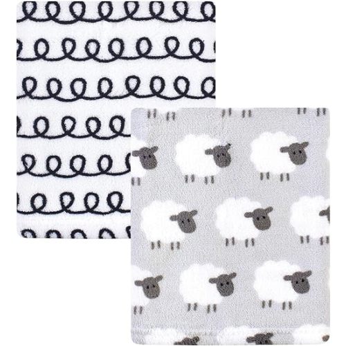 Hudson Baby Unisex Baby Silky Plush and Coral Fleece Blanket, Gray Sheep, 30x36 inches