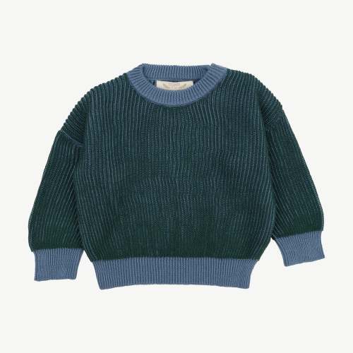Knit Sweater - Two-tone Dark Green