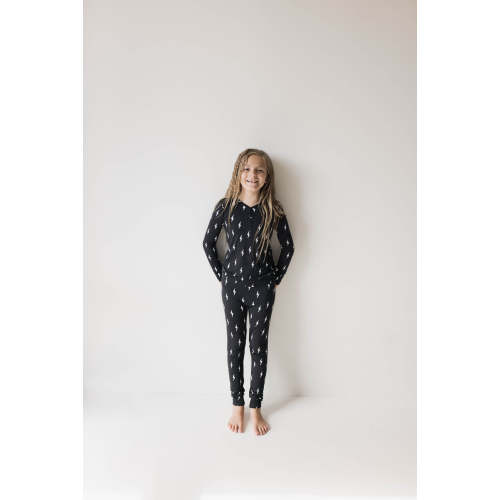 Bamboo Two Piece Pajamas | Midnight Lightning Bolt