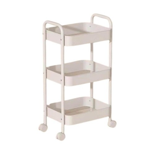 Kitchee 3-Tier Kitchen Storage Cart Trolley with Wheels - Shelf Organiser WHITE