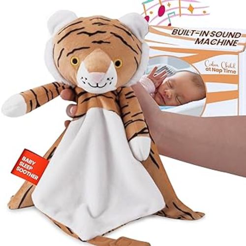 4-in-1 Sound Machine, Baby Lovey, Blanket - White Noise & Lullaby Plush Tiger - Calms & Reduces Wakeups, Helps Toddler Sleep Longer - Proven Sleep Aid -Musical BPA-Free, Machine Washable Newborn Gift