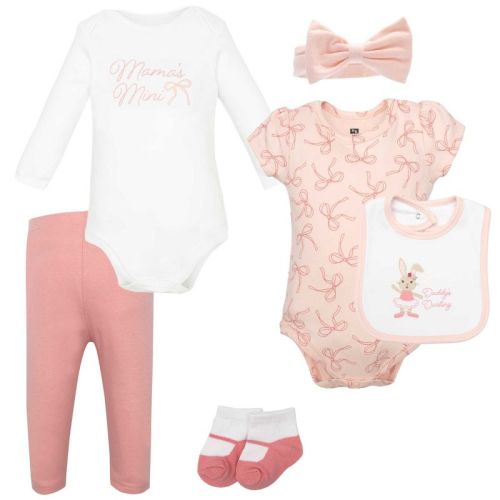 Hudson Baby Infant Girls Cotton Layette Set, Ballet Bows Bunny, 3-6 Months