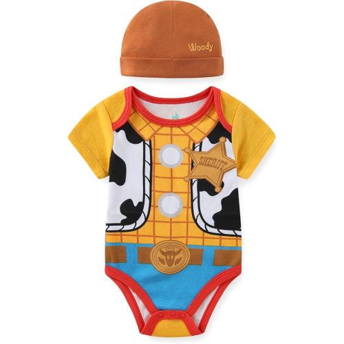 Disney Toy Story Woody Baby Boys Bodysuit with Hat Set for Infants