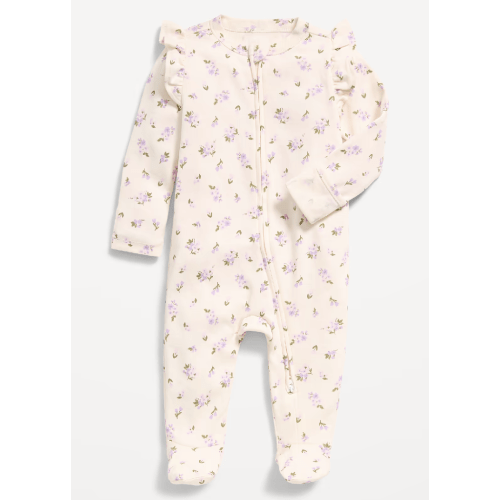 Ruffle-Trim 2-Way-Zip Sleep & Play Footed One-Piece for Baby