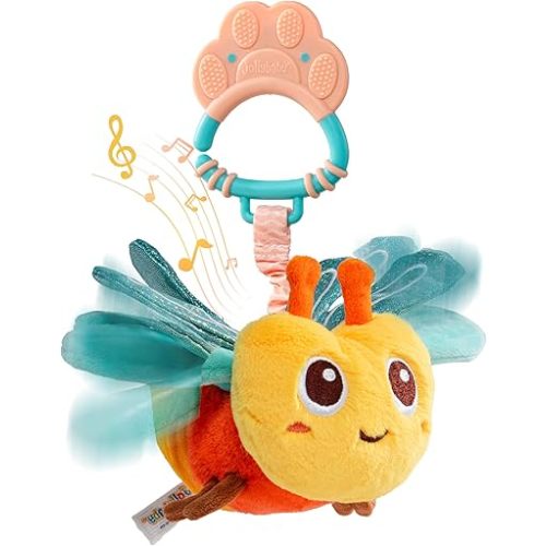 Jollybaby Musical Flying Dragonflies Toy - Car Seat, Stroller, Crib & Play Gym Hanging Toys for Baby 0-6-12-24 Months, Tummy Time Sensory Music Toy for Infant Boys and Girls Gifts
