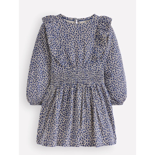 Suki Shirred Jersey Dress
Blue Leopard