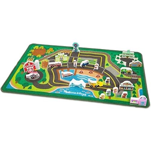 Melissa & Doug PAW Patrol Activity Rug - Adventure Bay (22 Pieces) PAW Patrol Town Mat with Wooden Toys for Ages 3+