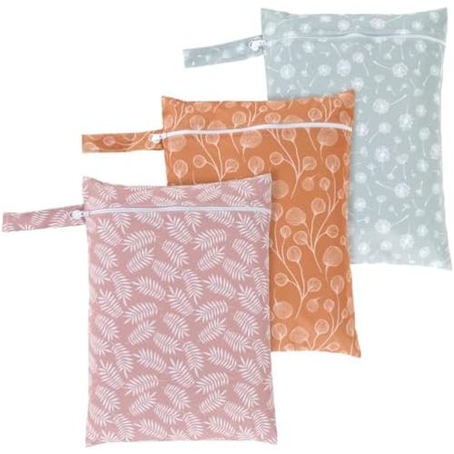 3Pcs Wet Dry Bags Storage Bag, Wet Dry Bag for Baby Cloth Diapers &Breast Pump Parts, Waterproof Reusable Wet Bag, Zipper Closure Wet Bags with Handle, Portable Bags for Swimsuits Beach Pool (B)