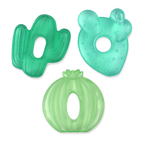 Itzy Ritzy Water-Filled Teethers; Set of 3 Coordinating Cactus Water Teethers; Cutie Coolers are Textured On Both Sides to Massage Sore Gums; Can Be Chilled in Refrigerator; Set of 3 Green Cacti