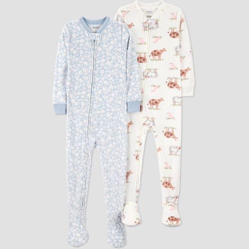Carter's Just One You® Toddler Girls' 2pk Snug Fit Long Sleeve Velour Footed Pajama