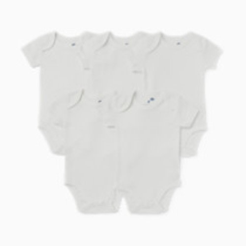 Small Story Short Sleeve Bodysuit Solid (5 Pack) - White, 0-3 M