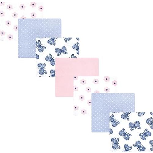 Hudson Baby Unisex Baby Cotton Flannel Receiving Blankets 7-Pack Bundle, Beautiful Butterfly, One Size