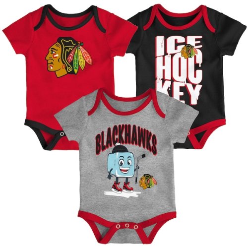 Infant & Newborn Chicago Blackhawks Outerstuff Triple Header Three-Piece Bodysuit Set