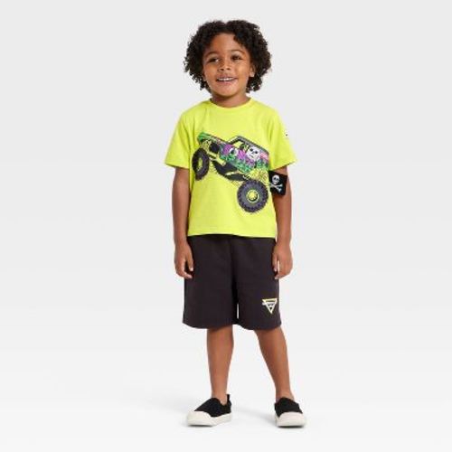 Toddler Boys' 2pc Monster Jam Grave Digger T-Shirt & Shorts Set - Green 18M