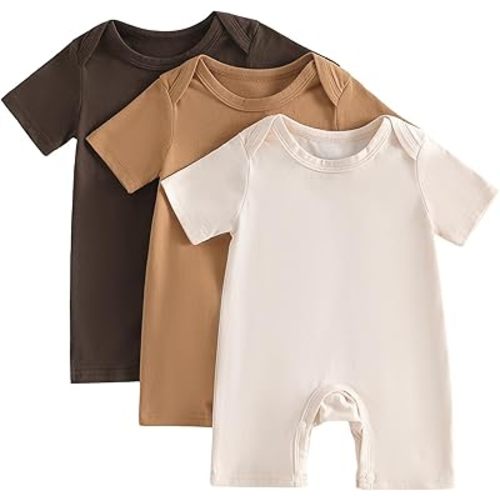 Baby Boys Girls Clothes Newborn 3-pack Romper Solid Short Sleeve One Piece Jumpsuit Infant Summer Spring Outfits