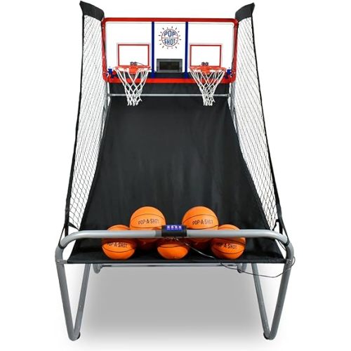 Pop-A-Shot Official Indoor/Outdoor Dual Shot Basketball Arcade Game - Weather Resistant - 16 Different Games - 6 Audio Options - Near 100% Scoring Accuracy - Large LED Scoreboard