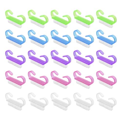25 Pcs Handle Grip Nail Brush, Fingernail Scrub Cleaning Brushes for Nails and Toes, Hand & Foot Nail Cleaner, Pedicure Manicure Brush for Women, Men, Kids – Multicolor