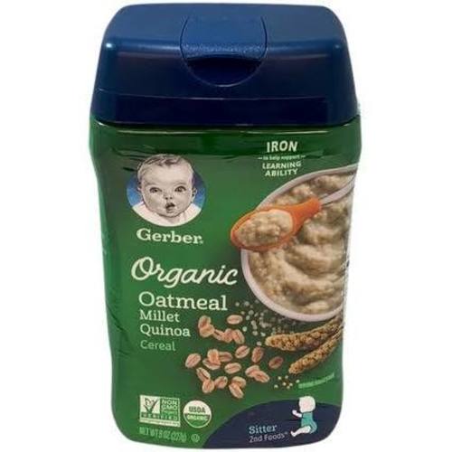Gerber 2nd Foods Organic Oatmeal Millet Quinoa Cereal 8 oz. Canister, Beige | Google Shopping
