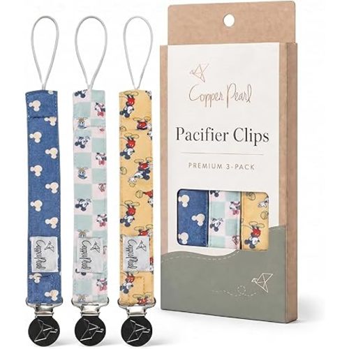 Binky Clip 3 Pack Set Mickey Mouse & Friends by Copper Pearl