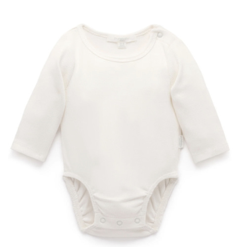 Navy Long Sleeve Ribbed Bodysuit - Baby Bodysuits - Purebaby - Purebaby