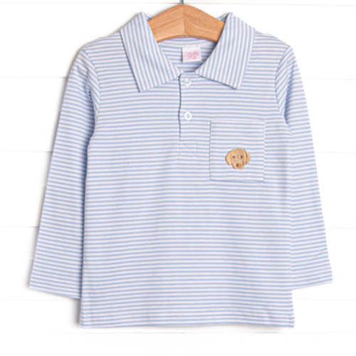 Pups and Paws Pima Embroidered Shirt, Blue – Stitchy Fish
