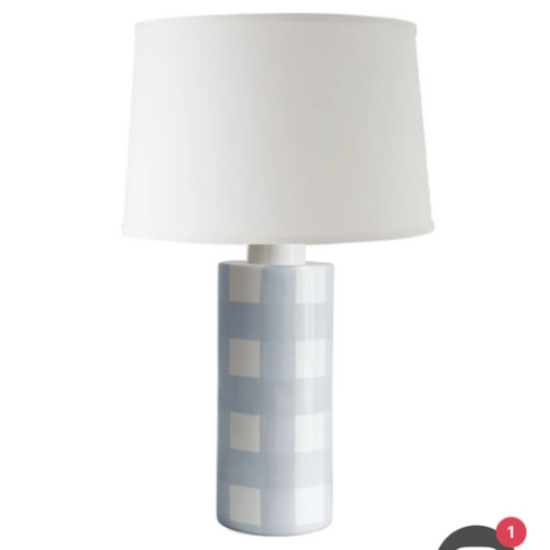 Hydrangea Light Blue Gingham Column Lamp – Sea Green Designs