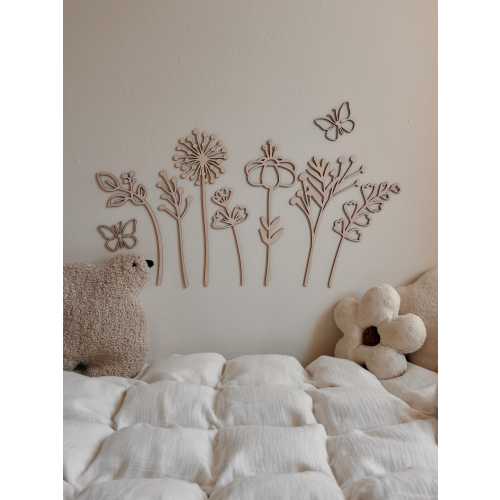flowers, wooden flowers, nursery decor, wooden butterflies, girl room, madchen zimmer holzdeko, wooden meadow flowers,kidsroom decor,nursery