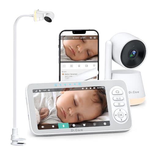 Dr.Care LumiView Plus Smart WiFi Baby Monitor with Clip Mount - 5.5" 1080P Split Screen & 2K Camera, Privacy Mode, Cry & Motion Alerts, 5000mAh Removable Battery, RGB Night Light, HD Night Vision