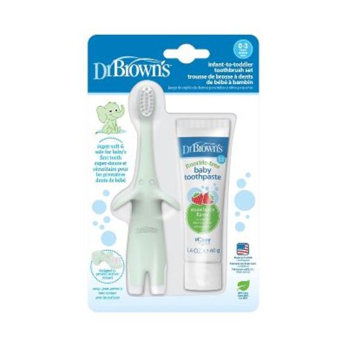 Dr. Brown's Infant Toothbrush and Toothpaste - Elephant Strawberry