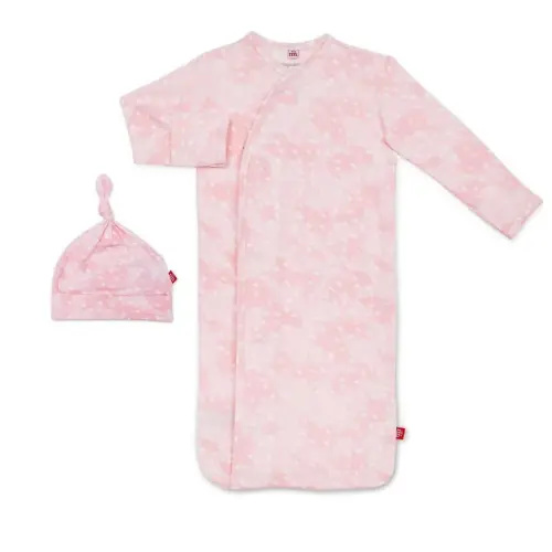 Pink Doeskin Modal Magnetic Cozy Sleeper Gown + Hat Set NB-3M