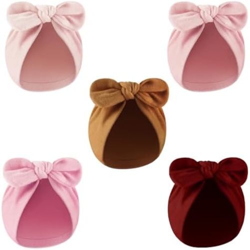 Newborn Baby Girl Hats with Bow Cotton Toddler Infant Beanie Cap Newborn Hospital Hats for Baby Girl Kid 0-12 Months