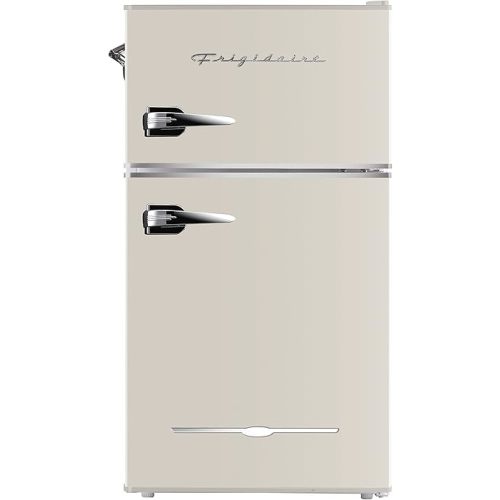Frigidaire EFR840-Cream EFR840 Retro Mini Fridge with Freezer & Side Bottle Opener-Small 2 Door Refrigerator for Office Bar or College Dorm Room-3.1 Cu Ft – 19”"D x 20.5" W x 33.5" H (Cream)